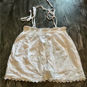 White Lace Tie Strap Top